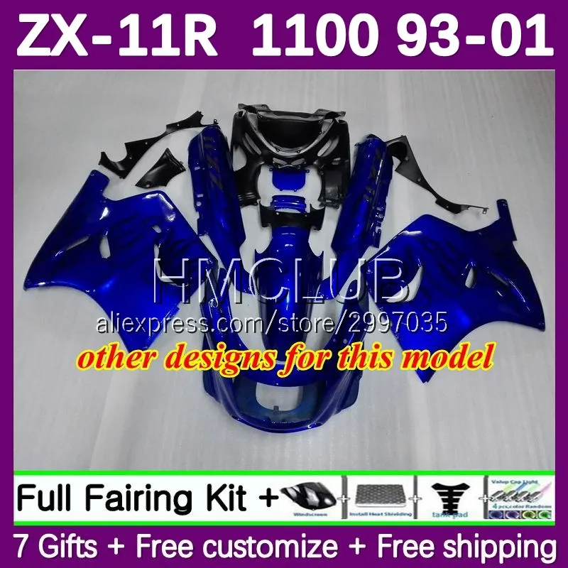 Fairing For KAWASAKI NINJA ZZR 1100 CC ZX 11R ZX11 ZX-11 R 117No.8 ZX-11R ZZR1100 ZX11R 93 94 95 96 97 98 99 00 01 black blue