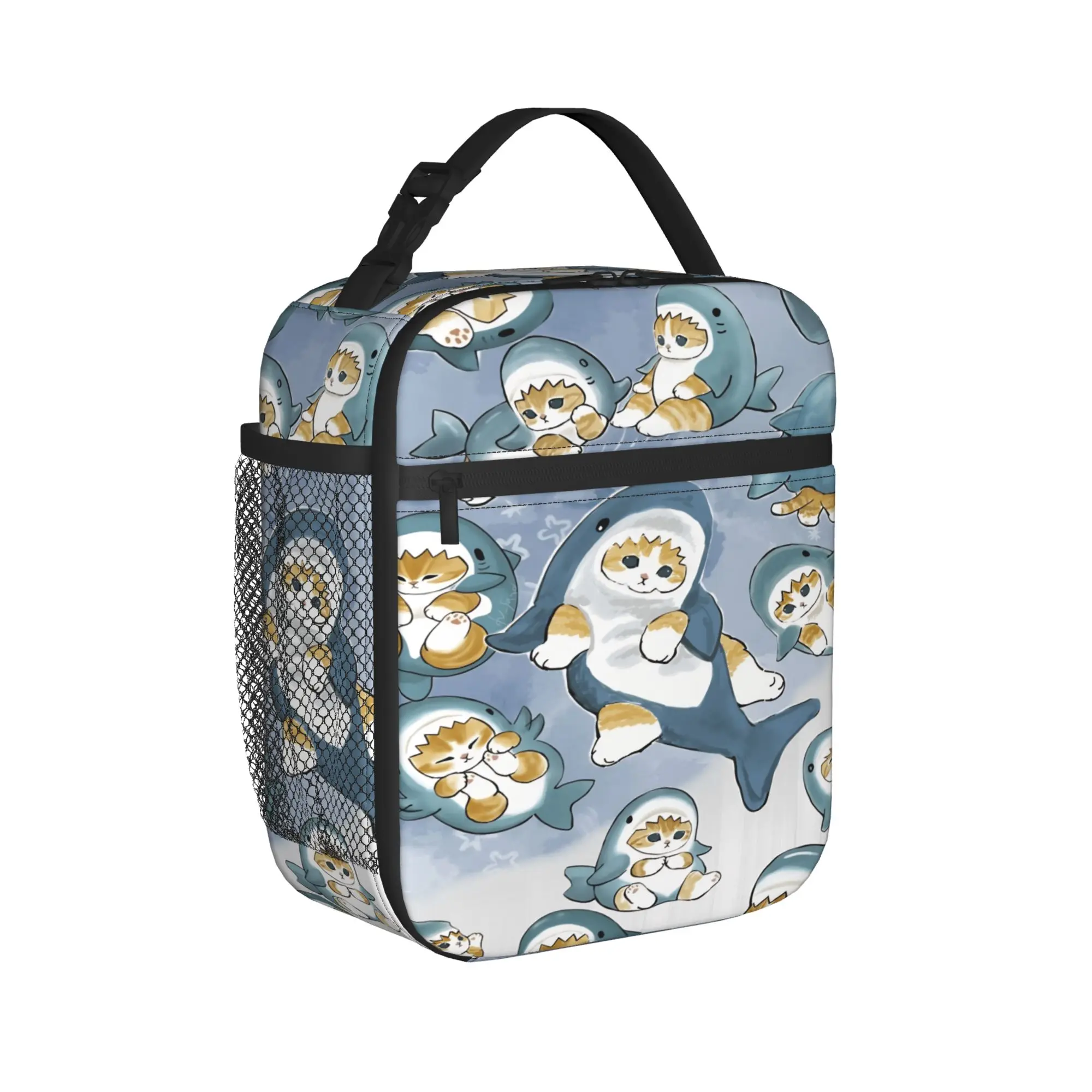 Sharks and kittens Lunch Bag  Casual Lunch Box For Child Picnic Convenient Cooler Bag Oxford Print Tote Food Bags