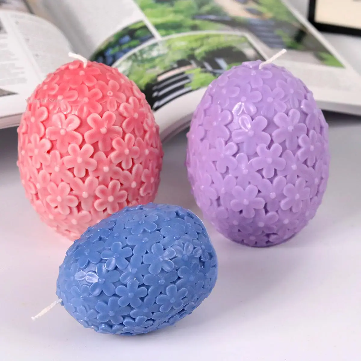 Pattern Egg Silicone Candle Mold DIY Catharanthus Ball Easter Vibe Gifts Oval Eggs Cement Molds Cooking Tool Accessories Decor