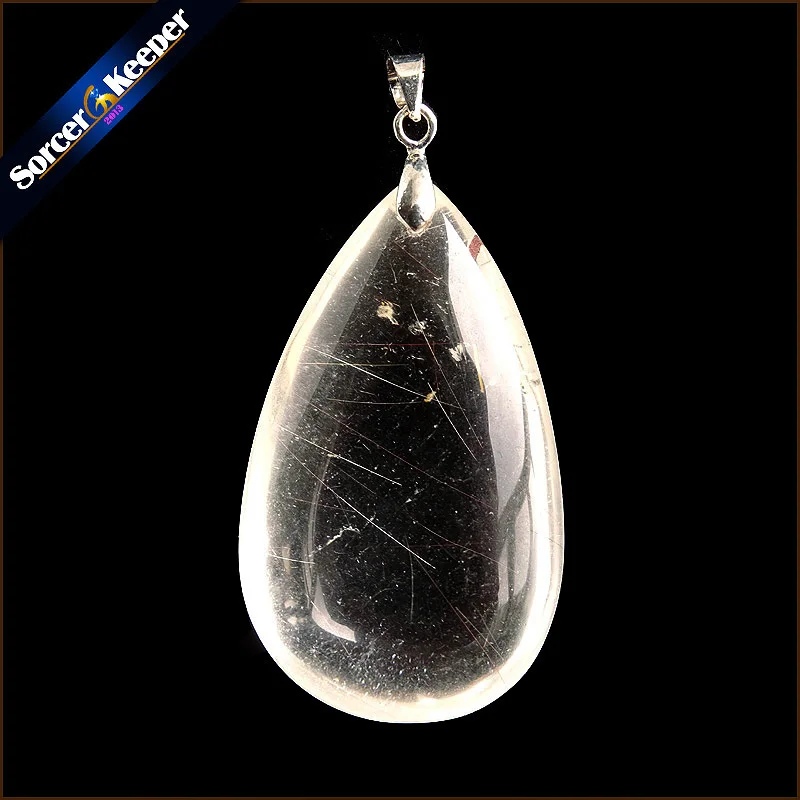 Genuine Natural Gold Rutilated Quartz Crystal Cabochon Setting Necklace Pendant Stone Beads for DIY Jewelry Making OS456