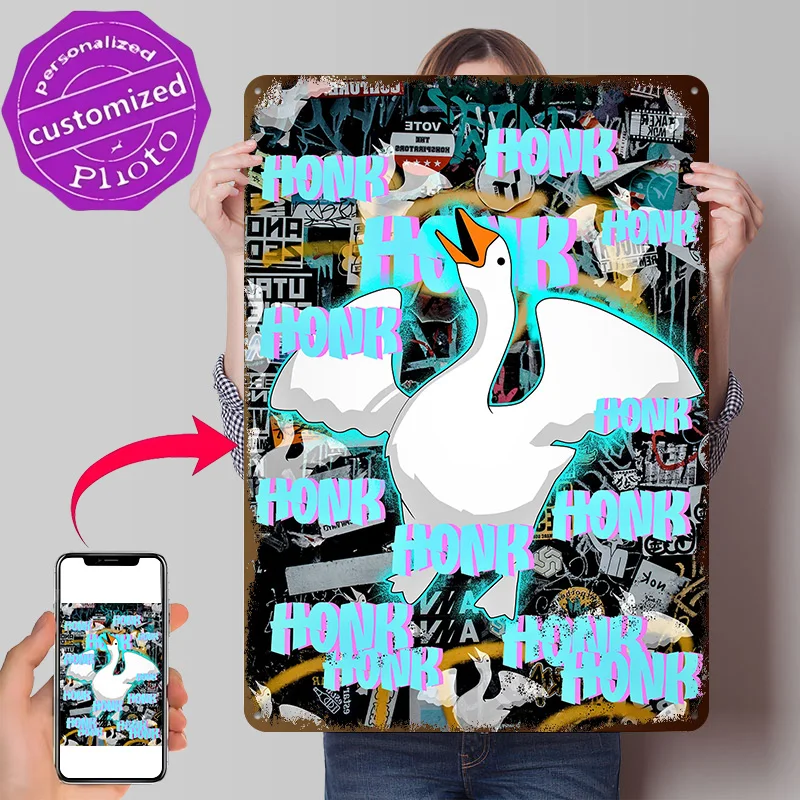 Honk Street Art Personalized 3D Textured Metal Poster Wall Art Tinplate Sign for Vintage Decor Room Apartment Decoration At Home