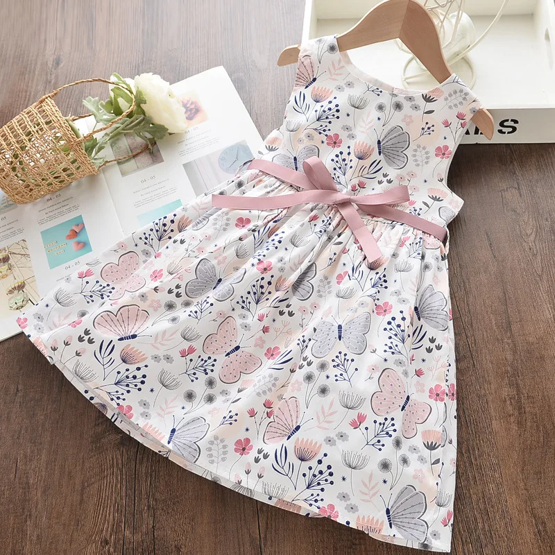 Baby Summer Cotton Sleeveless Baby Girl Dress Flower Bow Princess Princess Dress