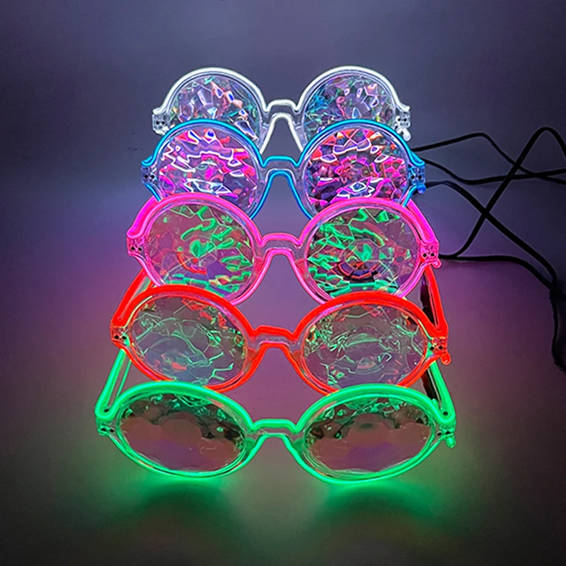 Cute Round Decor Glasses Adult Children Gift Luminous LED Eyewear Nightclub Rave Glasses