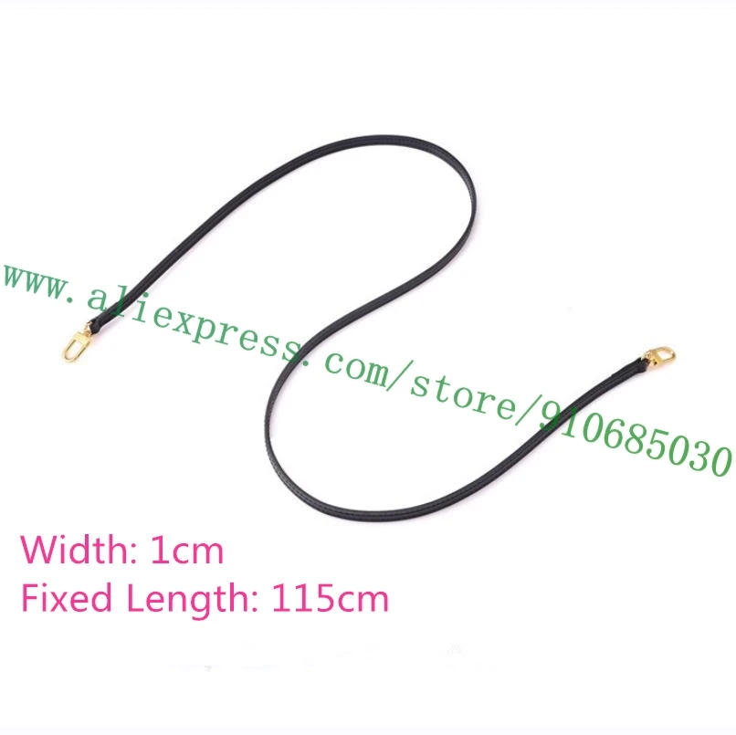 1cm Width 115cm Length Matt Black Calfskin Bag Strap For Designer Lady Handbag Women Purse Shoulder Carrying Belt Substitute