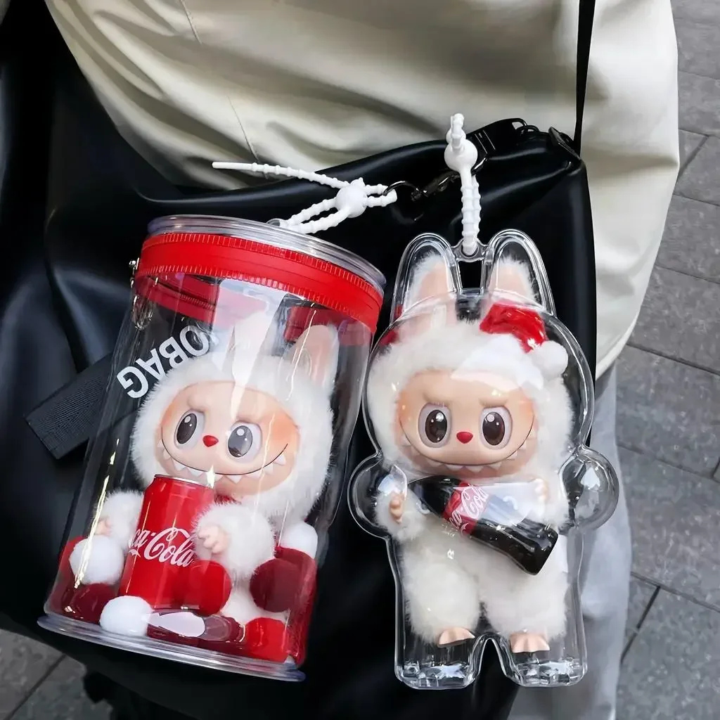 Display Bag high small red can for Coca Cola Series 15-17cm labubu V1 V2 V3 cotton doll out display PVC dustproof Storage Bag