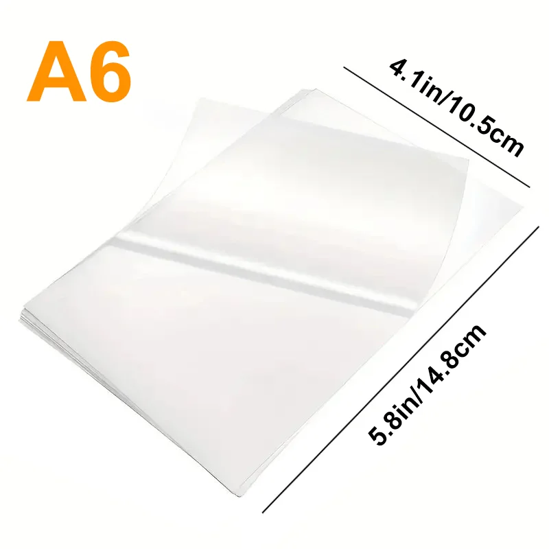 A6 Self-Adhesive Laminating Sheets, 4.1x5.8 Inch 50 Pack, Peel & Stick No Heat Machine, for Labels, ID Cards, Menus & Crafts