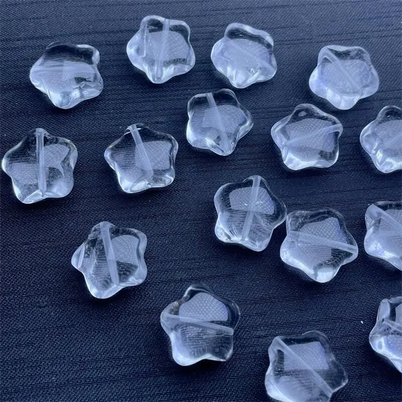 5PCS Natural Clear Quartz Star Pendant Crystal Carving Polishing Mature Charm Jewelry Birthday Present Holiday Gift 15.5MM