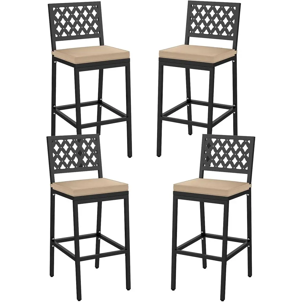 

Counter Height Metal Outdoor Bar Chairs Set of 4 with Cushions, Ideal for Patio, Poolside, Backyard