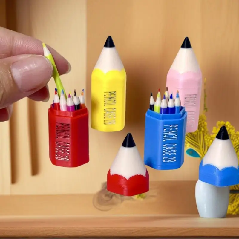De ultieme fantasiespel speelgoedset: 10/12 stuks miniatuur poppenhuisaccessoires inclusief minipotlood en gekleurde pennen