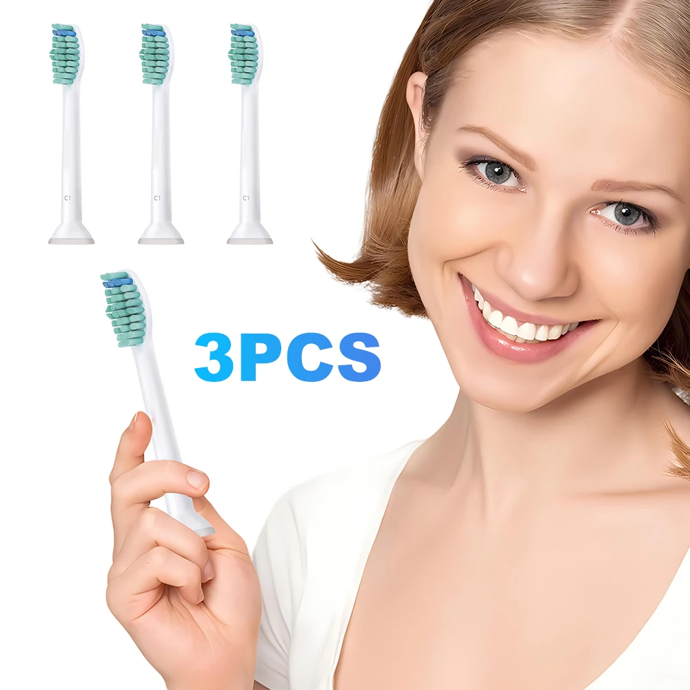 3Pcs Toothbrush Heads White Replacement Electric Toothbrush Heads Exceptional Clean for Philips Sonicare C1 ProResults