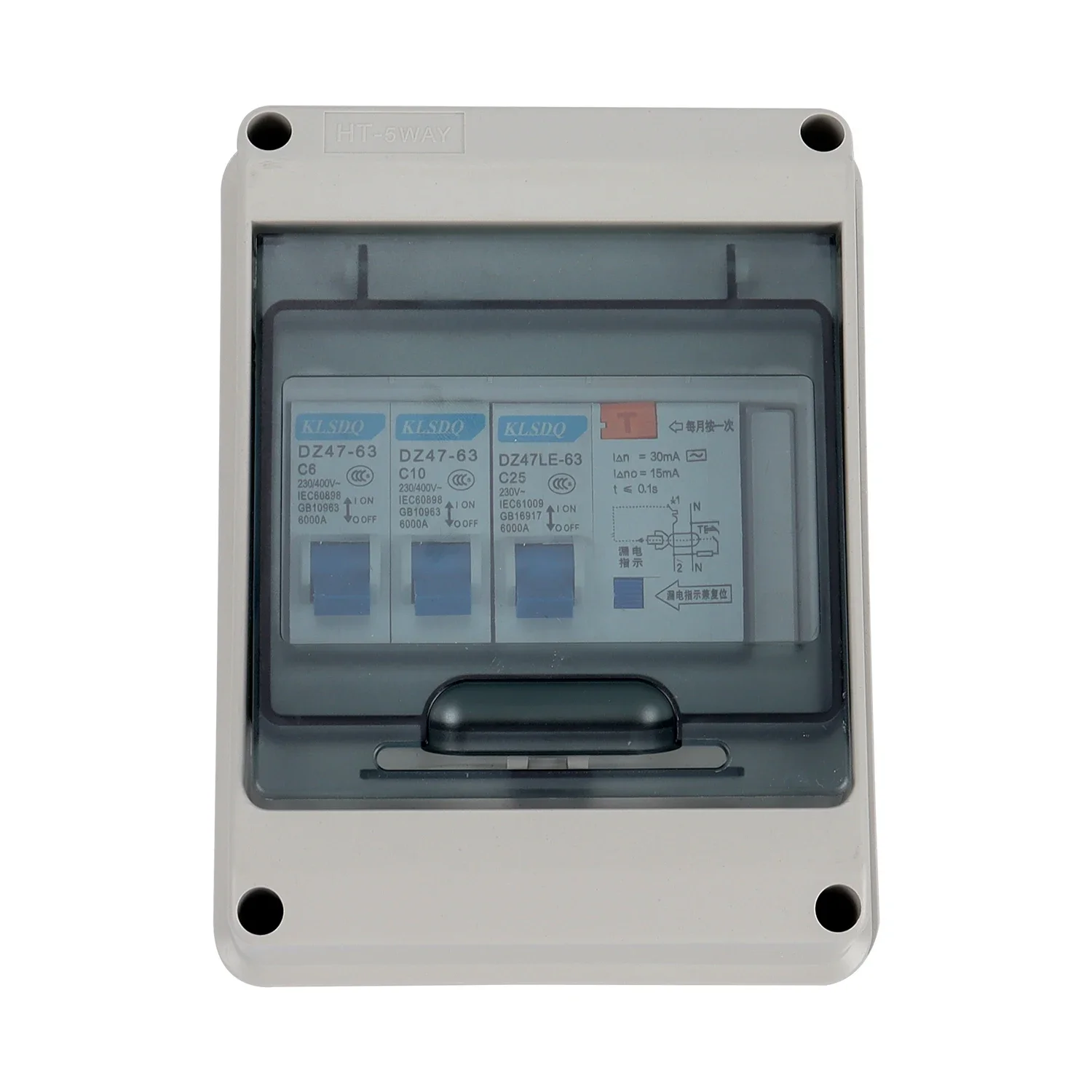 IP65 Weatherproof  5 Way Garage Caravan Campervan Consumer Unit Enclosure 25A 30mA RCD MCB Fuse Box