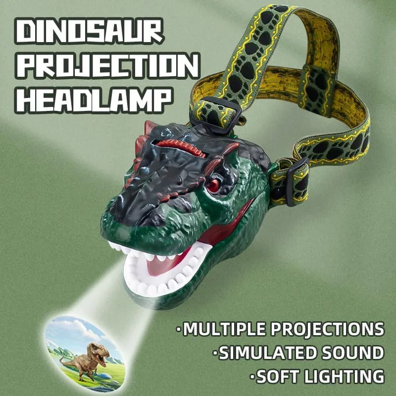 

Children's dinosaur headlamp toy Removable projection picture flashlight Camping gear outdoor room the perfect gift for children