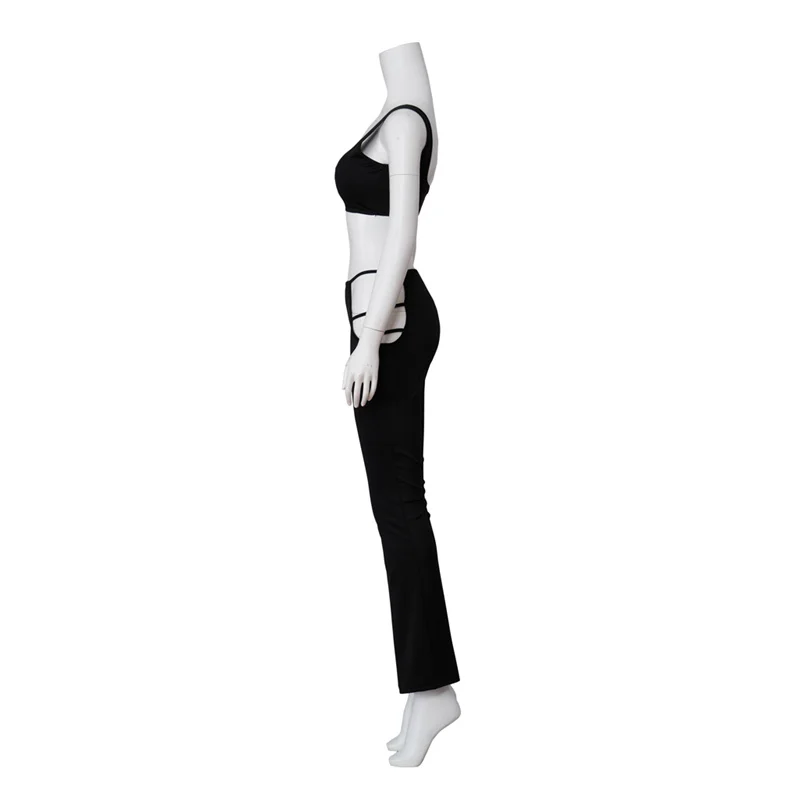 Disfraz de Cosplay de Maddy Perez de Euphoria, conjunto de top corto negro y pantalones de Maddy, trajes de fiesta de Halloween y carnaval de Maddy