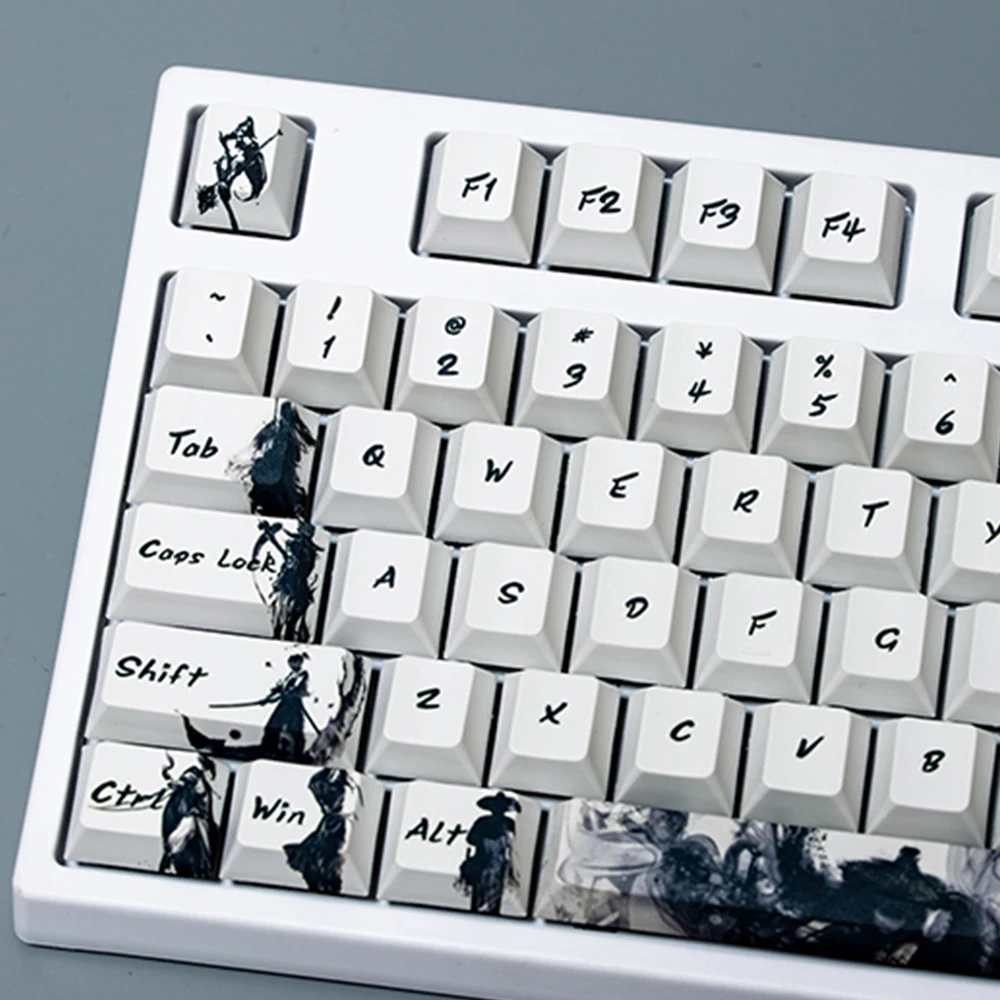 

Gongfu Character Design 108keys Black White PBT Keycaps 5side Sublimation Keycaps For Cherry Switch Mechanical Gaming Keyboard