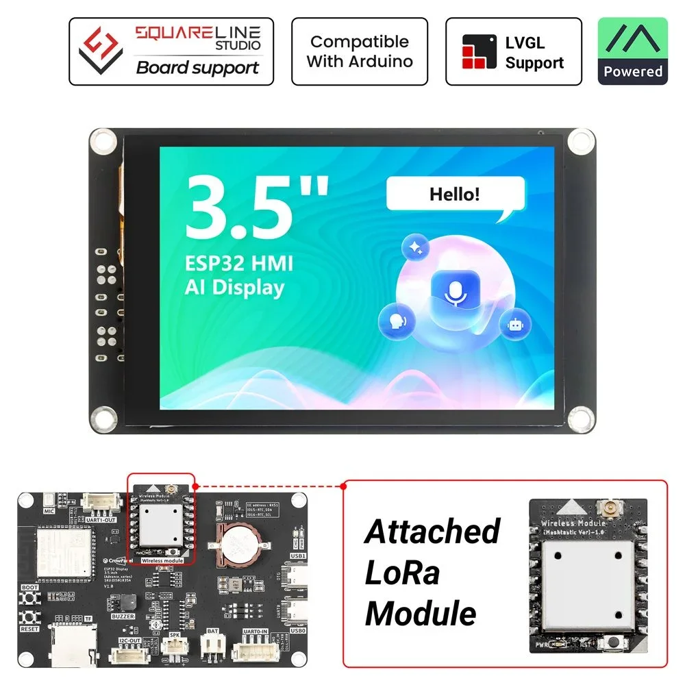 CrowPanel Advance 3.5'' HMI AI Display for Meshtastic- Artificial IPS Intelligent Touchscreen 320x240 ESP32-S3 with 2.4GHz Wi-Fi