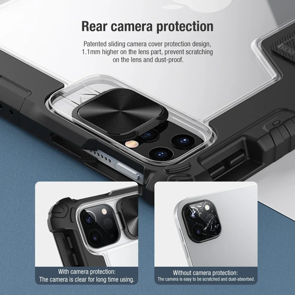 

Чехол Nillkin Bumper Pro Leather для iPad Air 13 2026, iPad 11 (A16) 2025 / 10 2022, с защитой камеры и функцией Smart Flip Cover