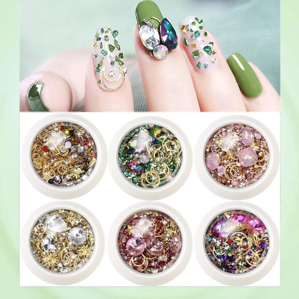 

6 комплектов наклеек для ногтей с водными стразами, модные принадлежности для нейл-арта, уникальный дизайн, тонкая работа, украшения для маникюра для дома