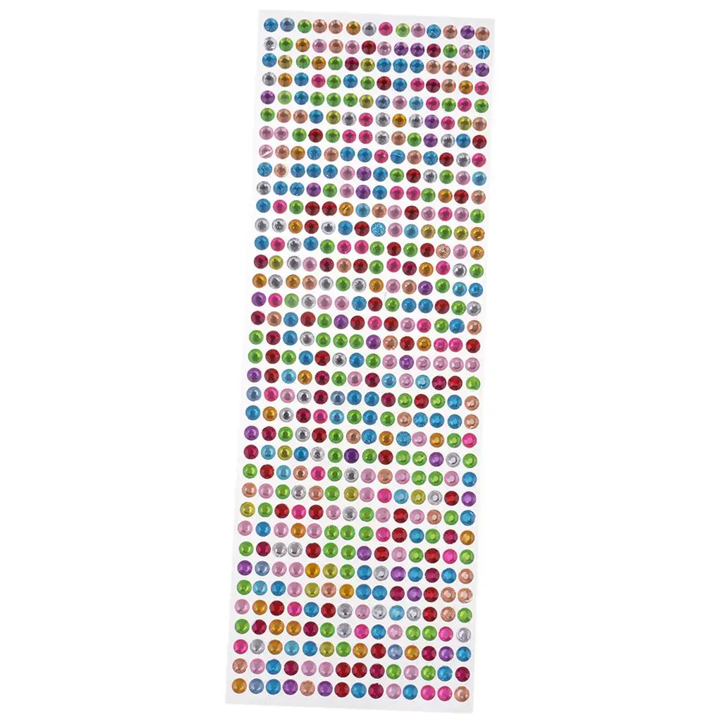 1 Sheet Multicolor Self-Adhesive Rhinestone Sticker Diamond Bling Gem Craft