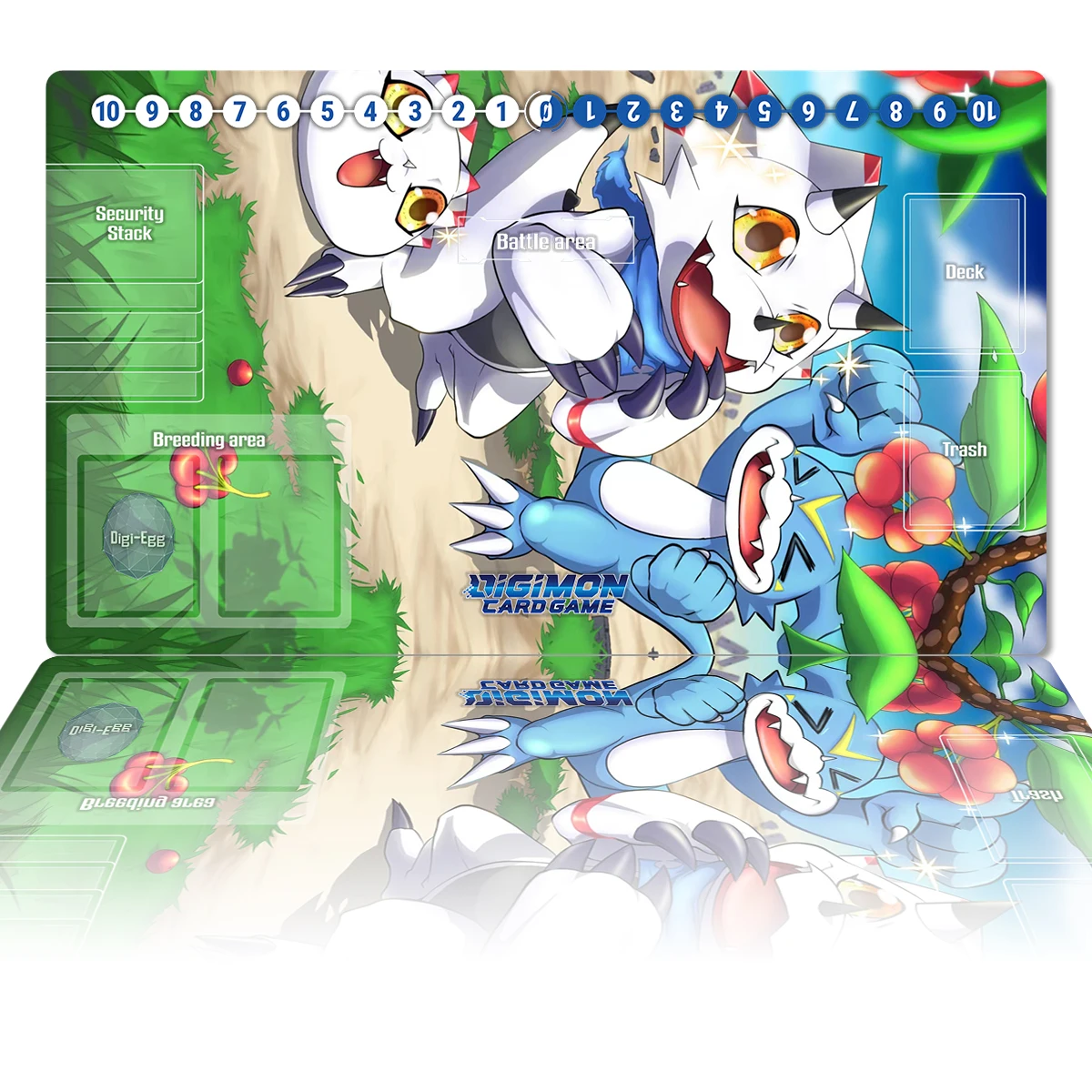 Digimon Playmat Gammamon Veemon DTCG CCG Board Game Trading Card Game Mat Anime Mouse Pad Desk Mat Gaming Accessories Zones Bag