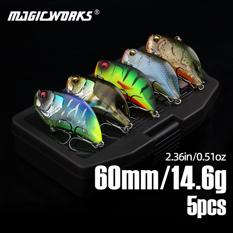 

Magic Works 5pcs per Set Fishing Lure Vibration 60mm 14.6g Wobblers Artificial Lures Vibrating Blade Perch Hard Baits Tackle