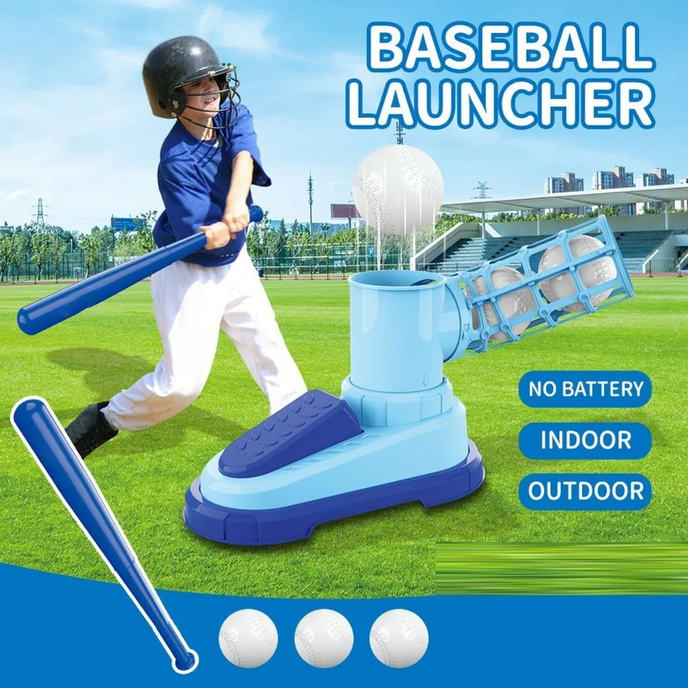 ABHS-1Set Automatic Baseball Pitcher For Kids,Foot Operated Pitching Machine, Parent-Child Interactive (With 3 Ball)
