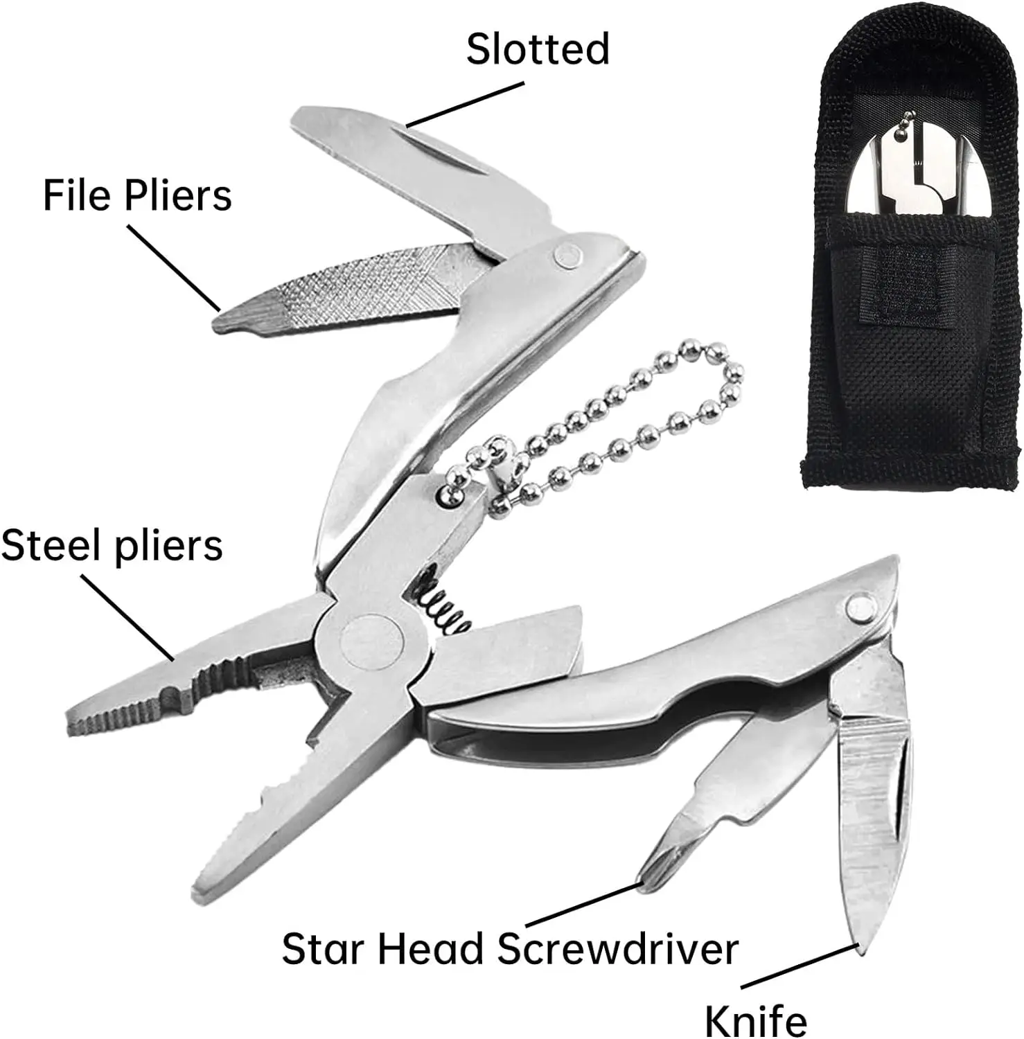 Multi-function Pliers Turtle Back Pliers Mini Tool Pliers Outdoor Pliers Gift Pliers Multi-purpose Folding Stainless Steel