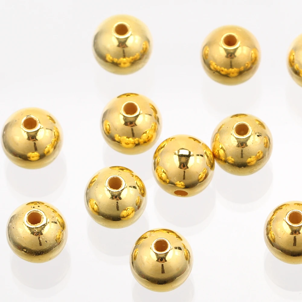 

Round Gold Color Plated Acrylic Beads Lot 4mm 5mm 6mm 8mm 10mm 12mm DIY For Bracelet,DIY Jewelry Making Accessories