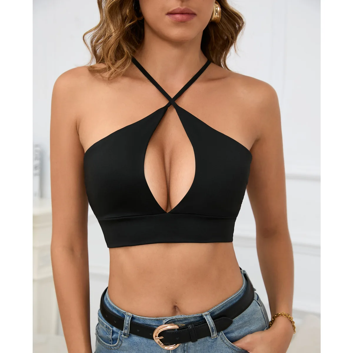Sexy Hollow out Crop Top Women's Knitted Summer Shirt Cross-Border Small Vest Trendy 2026 Female Fashion Tube Top
