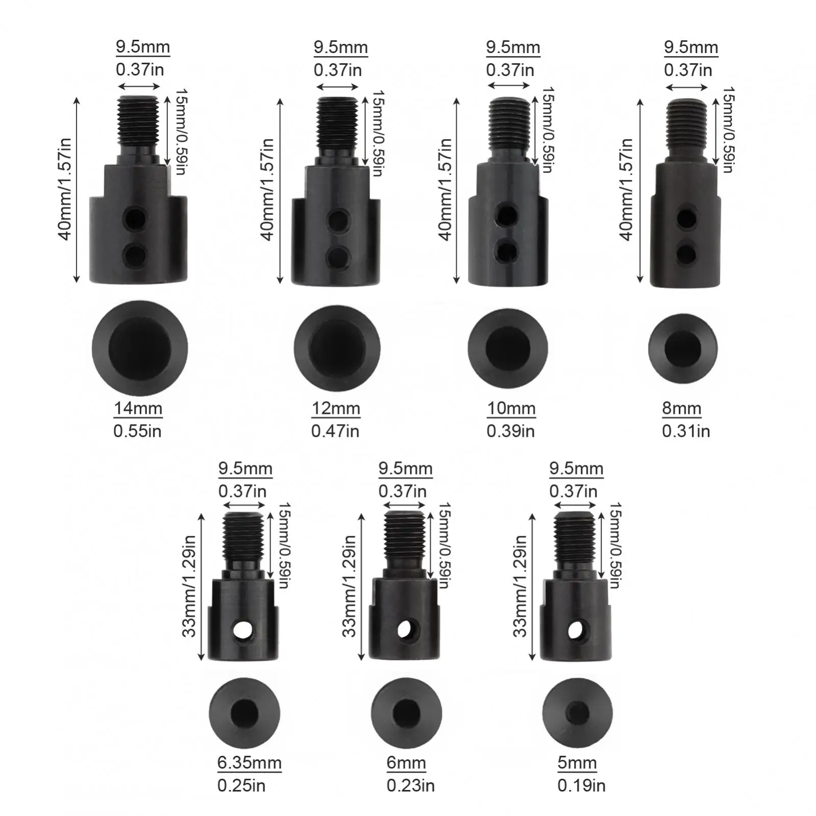 3/8-24UNF Threaded Connecting Rod 5-14MM Inner Diameter Miniature Drill Chuck Accessories,Drill Chuck Threaded Connecting Rod