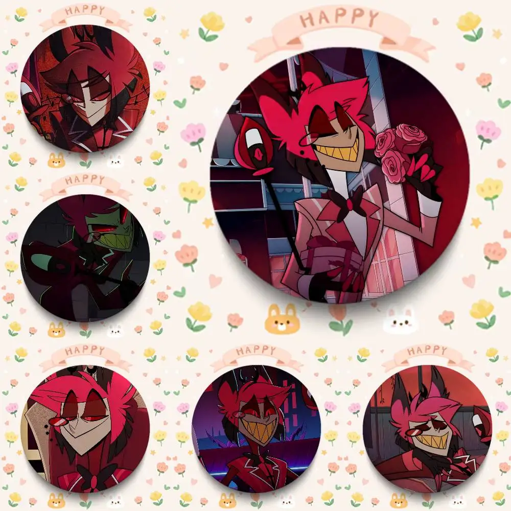 Alastor Anime Character Badges 25 32 44 58 75 Mm Round Cosplay Pin Bag Decor Fans Collect Friends Gifts Brooch Souvenir