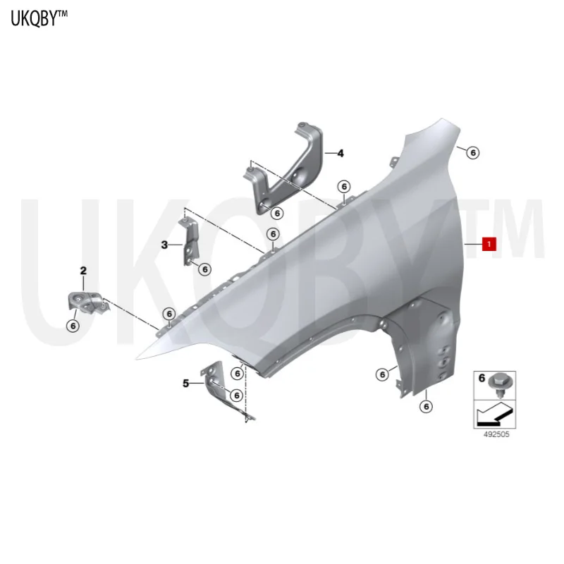 اللوحة الأمامية اليمنى، اللوحة الجانبية الأمامية/مكون التثبيت 41007492364 41007492363