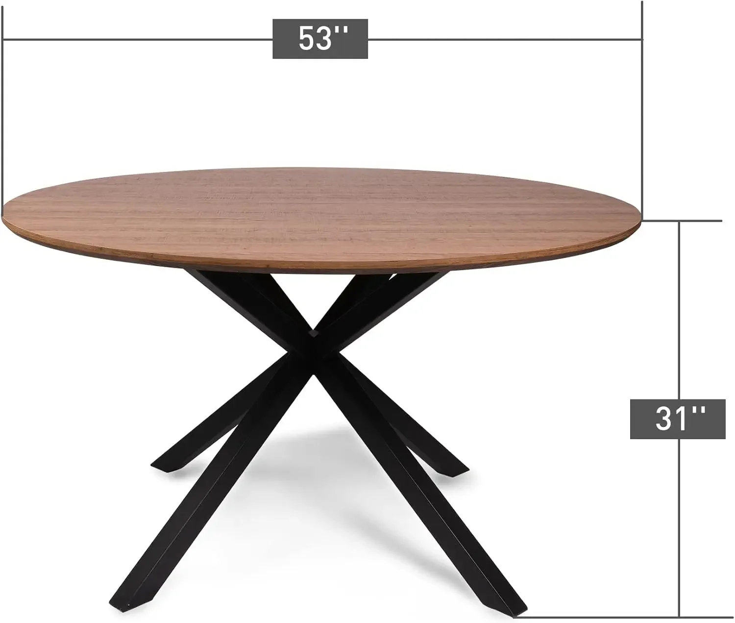 Dining Table for 6 Pedestal Wood Kitchen Table Dining Room Table Counter Modern Cross Metal Led for Cafe Restaurant Wine Bar