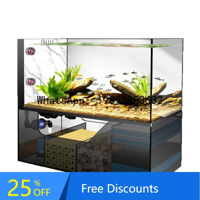 CZ Bottom Filter Fish Tank Living Room Ultra Clear Glass Stream Tank Ecological Landscaping No Water Change Needed Aquarium