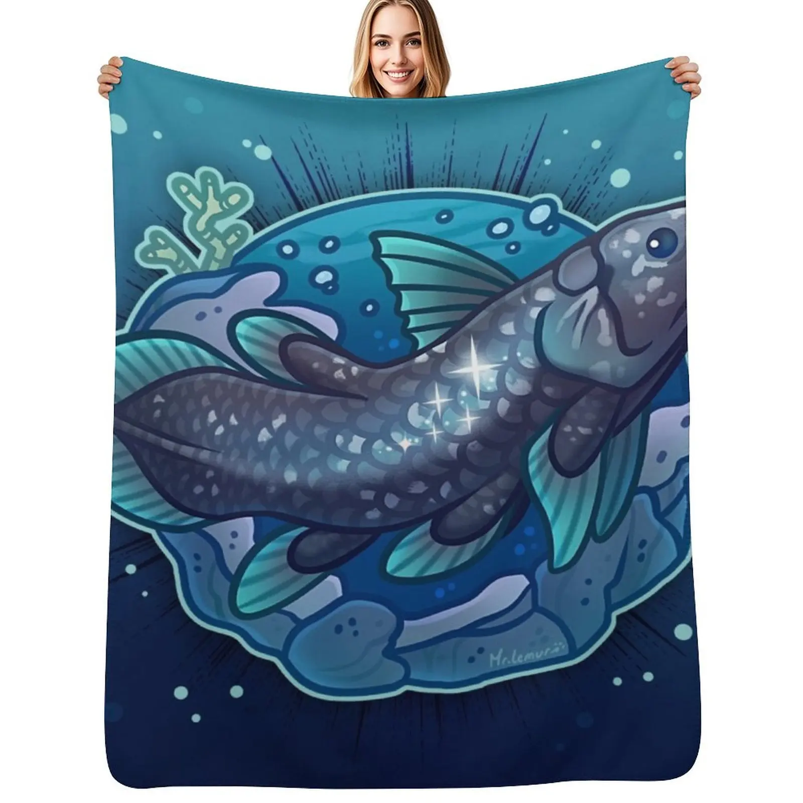 

Coelacanth Throw Blanket Cozy Microfiber Throw Blanket for Home Bedroom