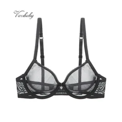 Varsbaby Women's Mesh See Through Bra Underwire Unlined Sheer Brassiere Sexy Ultra-thin Yarn Underwear Plus Size CDE Cup Bras