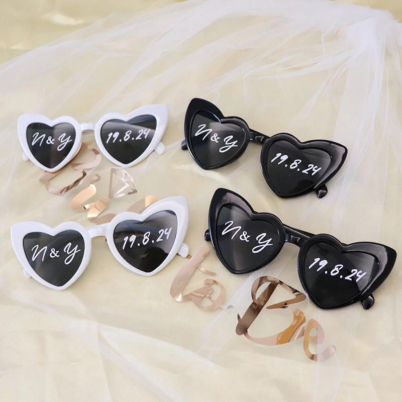 Personalised Text Wedding White  Sunglasses Christmas Date Initials Party favors Birthday Holiday DIY Decorations Sunglasses