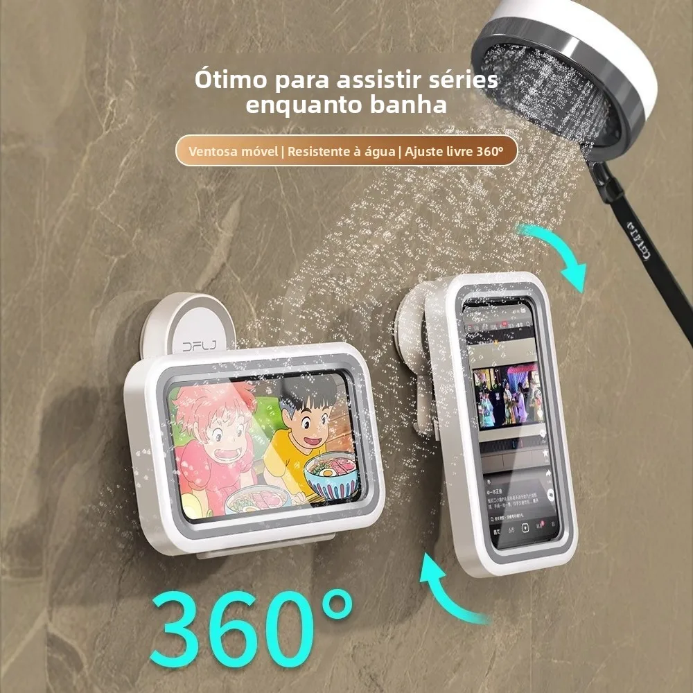 adjustable-rotating-waterproof-bathroom-phone-holder-box-bath-sun-protection-sleeve-cover-wall-mount-no-drilling-required