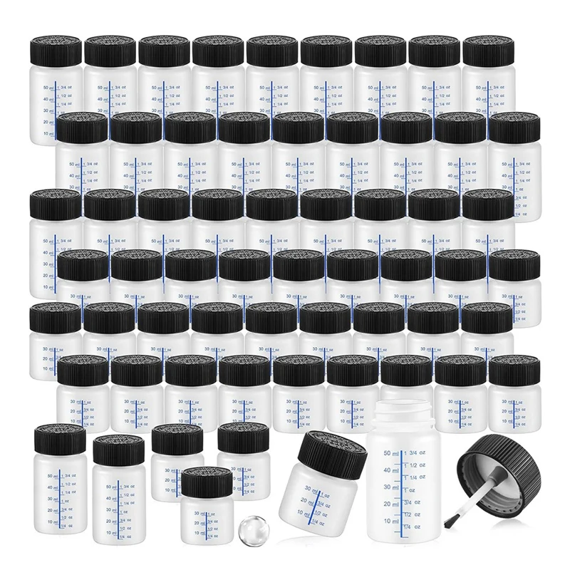 

60 Pcs Touch Up Paint Bottles With Applicator Brush And Lids 2 Oz And 1 Oz Liquid Capacity Plastic For Fixing Wall Stone