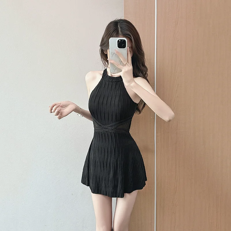 One-piece swimsuit women's hot spring skirt, covering the belly and looking thin and conservative, temperament sports swimsuit