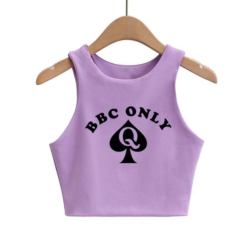 BBC ONLY-camisetas ajustadas con estampado de espadas para mujer, Top Sexy sin mangas con cuello redondo, Top de nailon doble, camiseta sin mangas