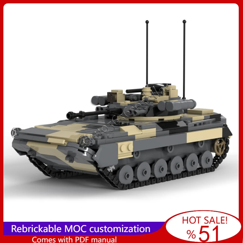 

650 деталей, модернизированная улучшенная модель танка BMP-2M, MOC, строительные блоки, кирпичи, креативная сборная игрушка, детские популярные праздничные подарки