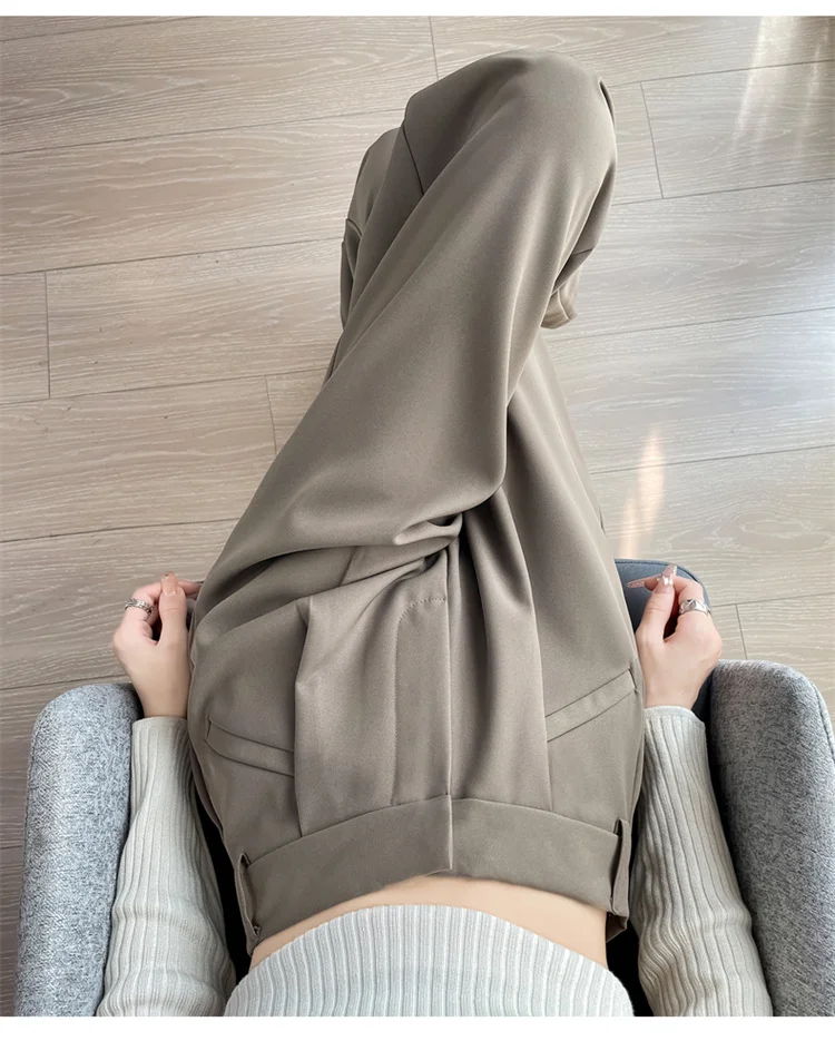 Spring 2024 New Fashion All-Match Simple Office Suit Pants Wide-Leg Pants High Waist Narrow Straight Casual Mop Pants Women