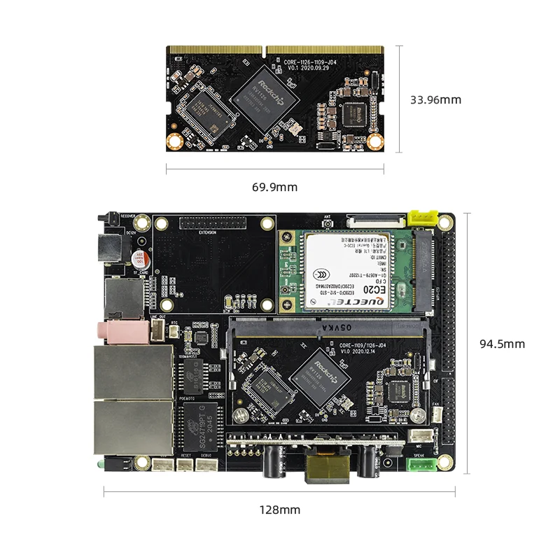 Smartfly Core-1126-JD4 NPU 2.0Tops Rockchip RV1126 integrates NEON and FPU RISC-V MCU 1GB / 2GB DDR4 supports Buildroot+QT OS