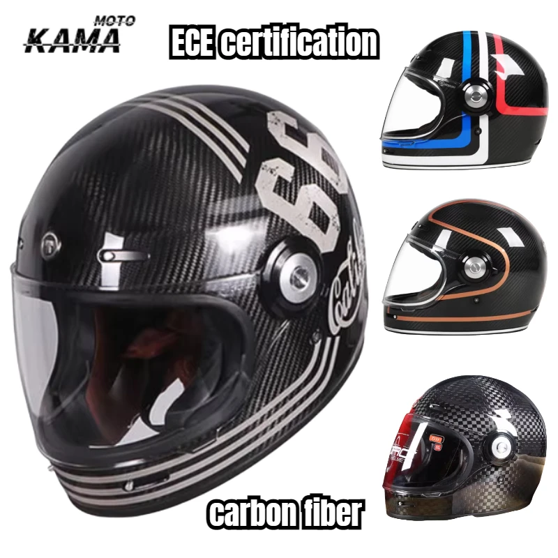 

HOT Carbon Fiber Helmet Full Face Helmet for TORC T135/T1 Carbon Fiber Retro Full Helmet Lens T135 Capacete De Moto Visors