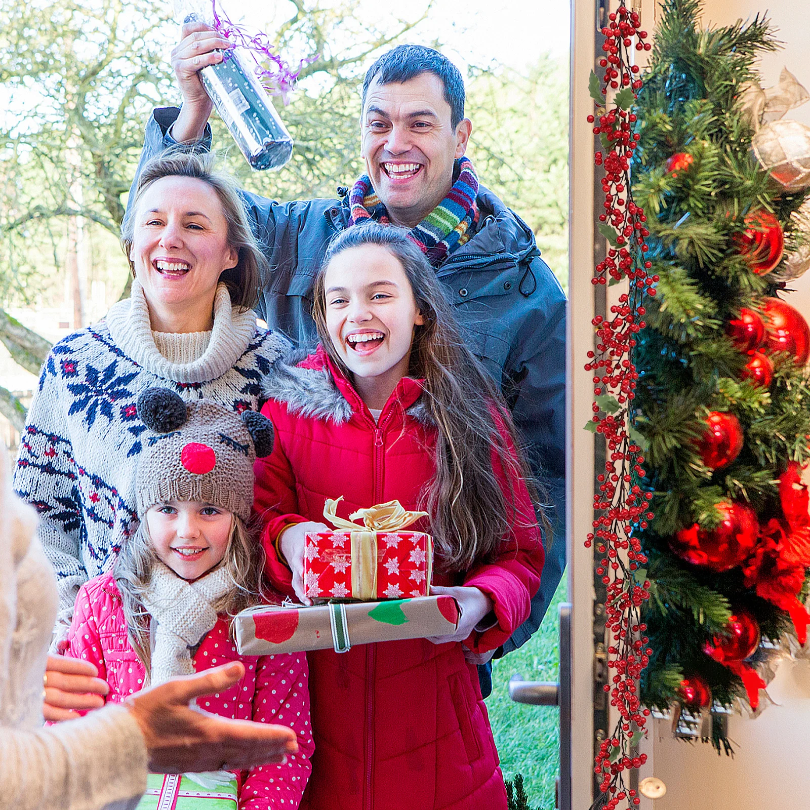 

Simulated Rattan Decor Red Fruit Embellishment For Christmas Diy Ornament Hanging Pendant Xmas Party Supply Mantelpiece Stair