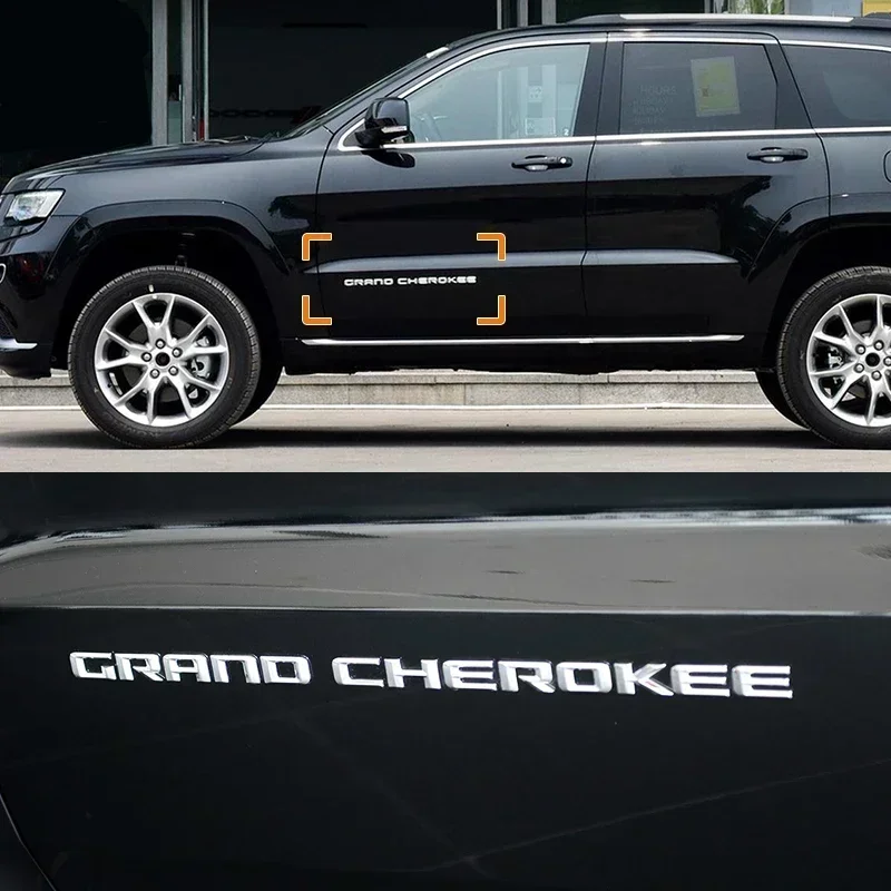 3D ABS Chrome Black Logo Grand Cherokee Emblem Letters Tabliczka znamionowa Naklejka na drzwi samochodu Naklejka na Jeep Grand Cherokee Naklejka