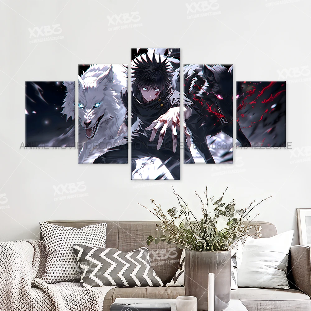 Anime Jujutsu Kaisen Charakter 5PCS Home Decor Leinwand Gemälde Bilder Wand Kunst Gedruckt Poster Kein Rahmen Kunstwerk Wohnzimmer – Detail 3
