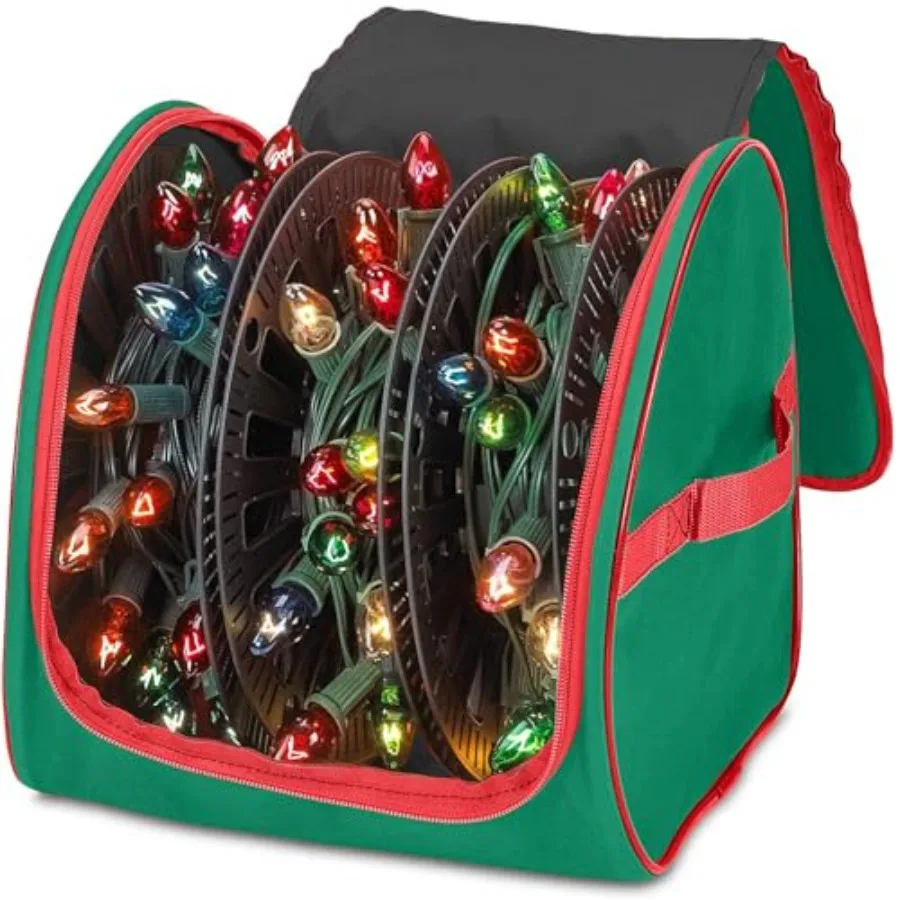 

Premium Christmas Light Storage Bag Heavy-Duty 600D Tear-Proof Material with Reinforced Handles Includes 3 Reels Stores up to 3