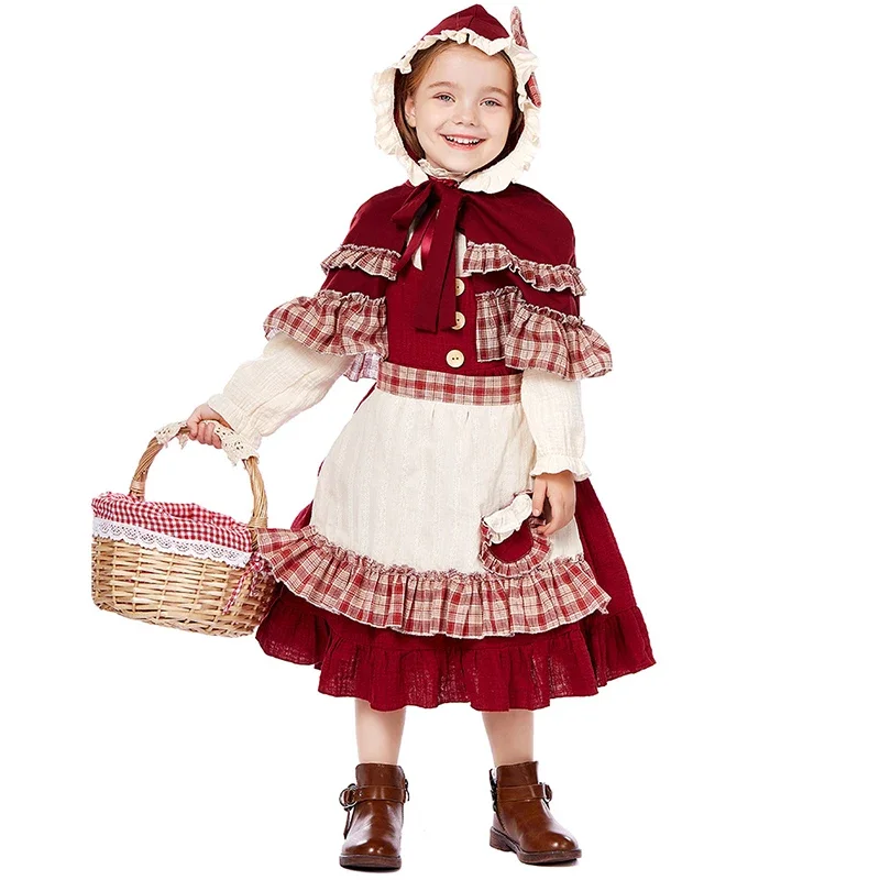 Costume de Petit Chaperon Rouge pour Bol, Robe de Style Lolita pour Enfants, Costume de Spectacle d'Halloween, Cosplay