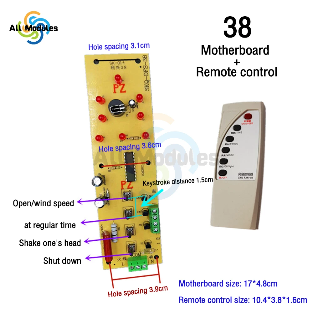 Oscillating Stand Up Fan Remote Control Kit Universal and Compact Size Fan Speeds and Timings Control